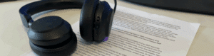 Headset on top of script